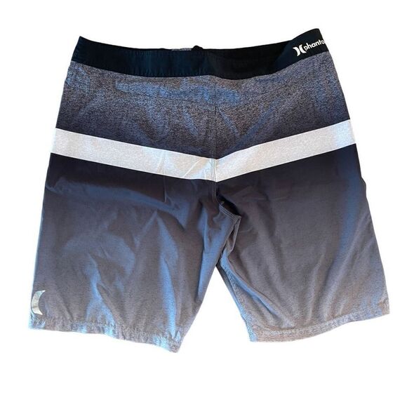Hurley Board Shorts Mens Size 38 Gray and Black Colorblock Grunge Swimwear - Picture 2 of 7